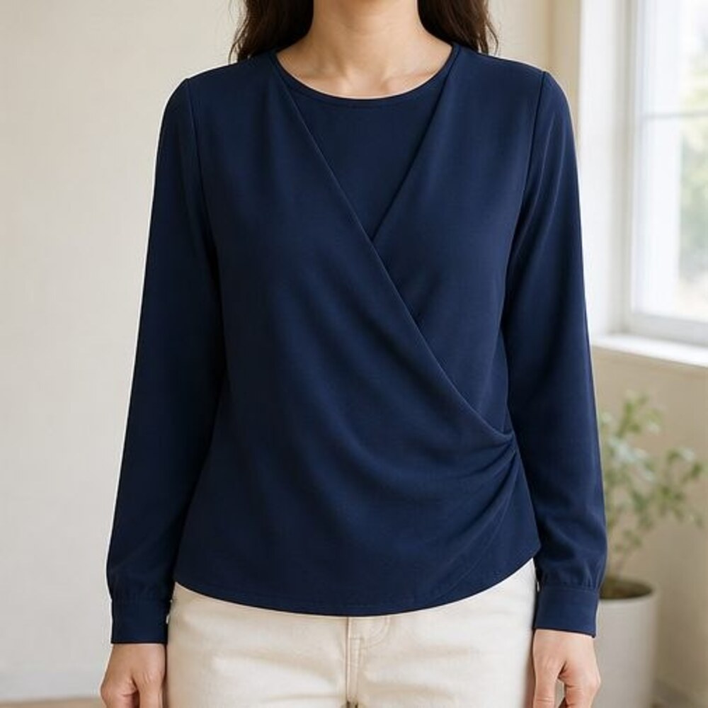 Navy Smocked Top - Picture 2 of 6